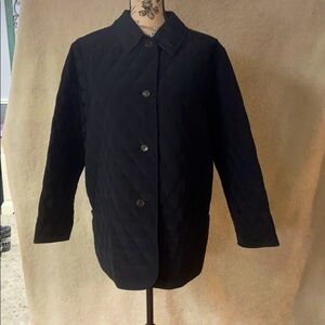 Julia Klein Black Quilted Jacket, PM, plaid lining